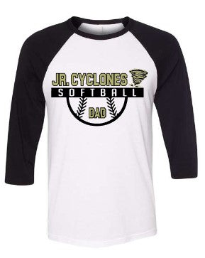 JR CYCLONES BASEBALL TEE HALF BALL DESIGN