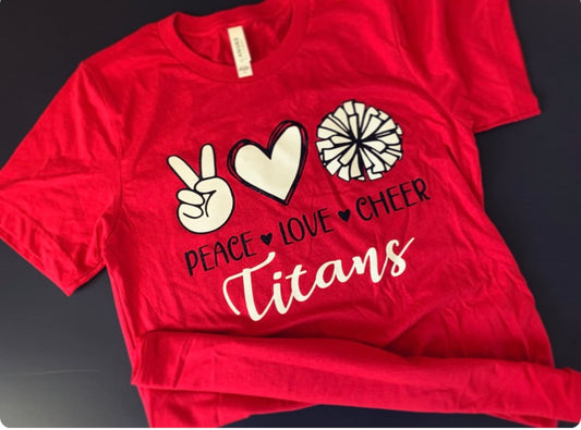 Peace Love Cheer Titans Glitter Short Sleeve Tee
