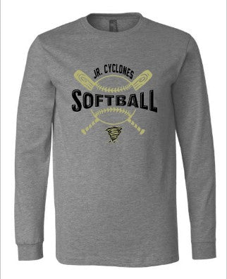 JR CYCLONES LONG SLEEVE TEE CROSSED BATS AND BALL