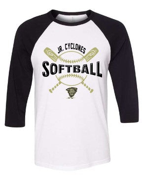 JR CYCLONES BASEBALL TEE CROSSED BATS AND BALL DESIGN