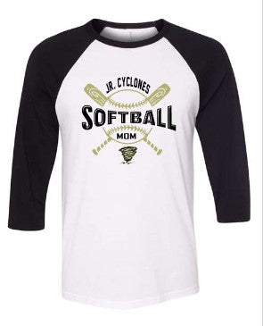 JR CYCLONES BASEBALL TEE CROSSED BATS AND BALL DESIGN