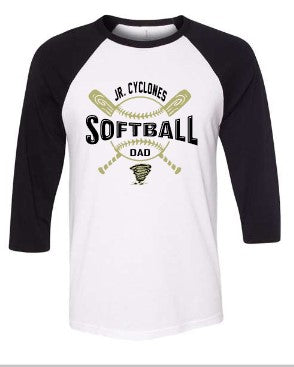 JR CYCLONES BASEBALL TEE CROSSED BATS AND BALL DESIGN