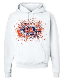 White Hoodie with Outlaw Paint Splatter Logo